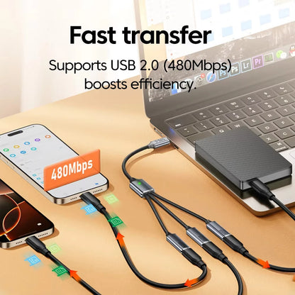 NNBILI Multi USB Hub Extensions 3 Port USB A Hub Type C Splitter Fast Data Transmission OTG Adapter For Computer Macbook Pro Air