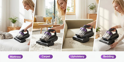 Lubluelu CM208 Handheld Bed Vacuum Cleaner Mattress Dust Mite Remover 15Kpa Powerful Portable Vacuums for Home Sofa Bed Couch