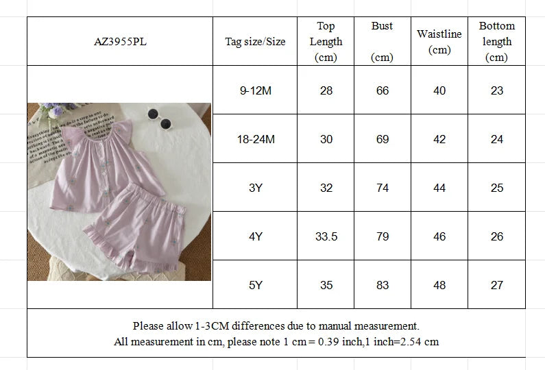 Girls' Summer Fashion Set Children's Flower Print Flying Sleeve Top+Shorts Two Piece Cute Little Girl Refreshing Set
