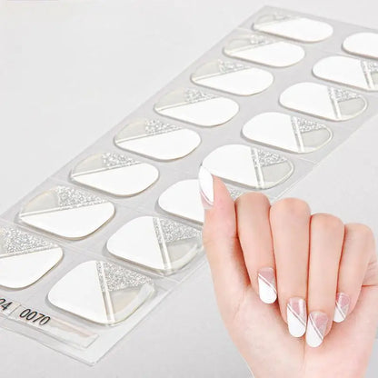 20/22Tips UV Semi cured Gel Nail Stickers Waterproof Long Lasting Full Gel Nail Wraps Press On Nail Decal DIY Manicure