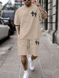 New Men's Cross Print T-Shirt and Shorts Set Stylish Streetwear Short-Sleeve Top and Shorts Combination Holiday Men's Apparel