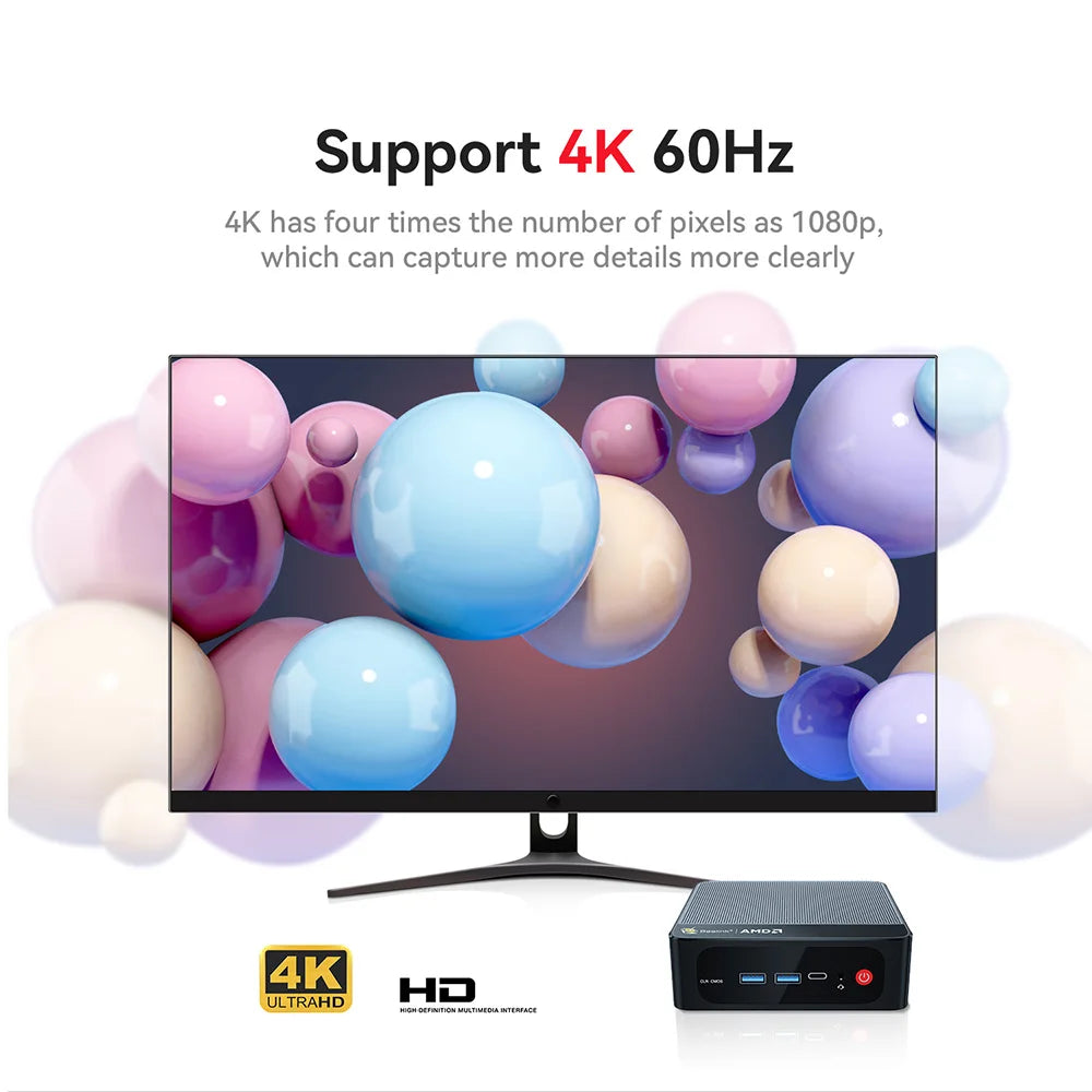 Beelink SER5 Max AMD Ryzen7 7735HS R3 3200U R5 5500U 5625U 16G RAM 500G SSDNVME Mini PC Suppor 4K Type-C Gaming Desktop Computer