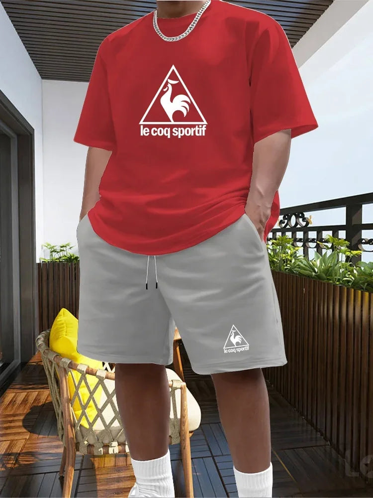 Men's Two-piece Sportswear Short Sleeved T-shirt and Pants Set Running and Fitness Sportswear 2026 Summer Big Discount