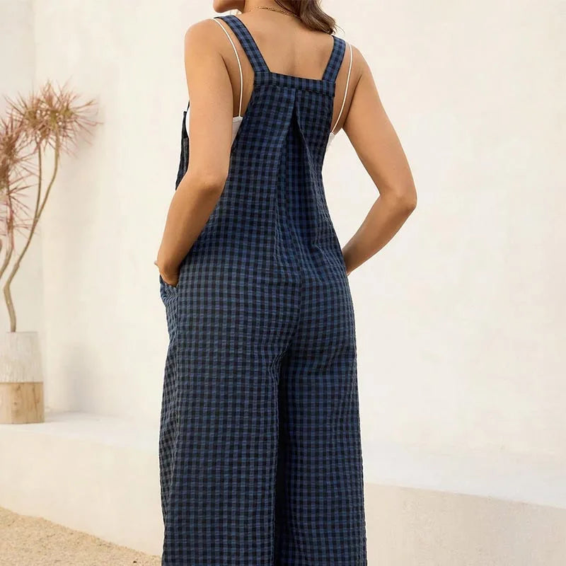 Maternity Overalls Spring/Summer Casual Checkered Jumpsuit Loose-Fit Maternity Overalls