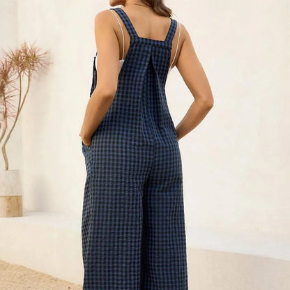 Maternity Overalls Spring/Summer Casual Checkered Jumpsuit Loose-Fit Maternity Overalls