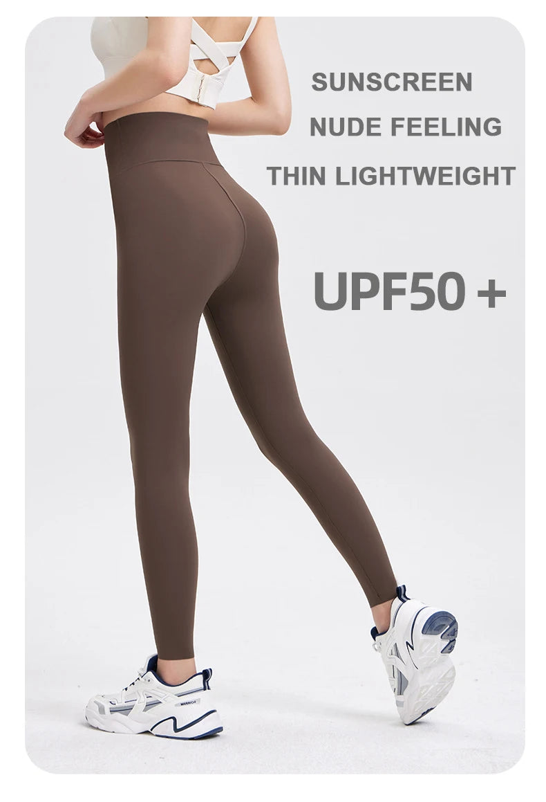 BIVIGAOS High-Quality Summer Sunscreen Shark Leggings Women Ultra-Thin High Elastic Nude Feeling Seamless Sport Fitness Leggings