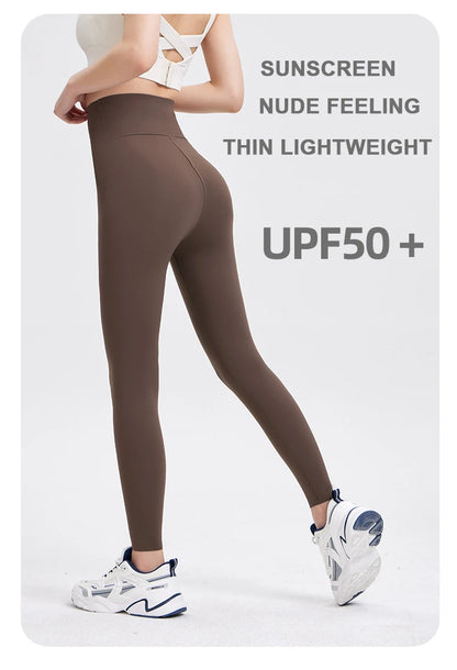 BIVIGAOS High-Quality Summer Sunscreen Shark Leggings Women Ultra-Thin High Elastic Nude Feeling Seamless Sport Fitness Leggings