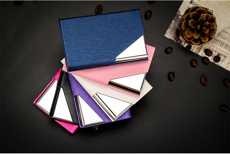 Luxury Wallet PU Leather Business ID Credit Card Holder For Women Men Fashion Brand Metal Aluminum Card Case