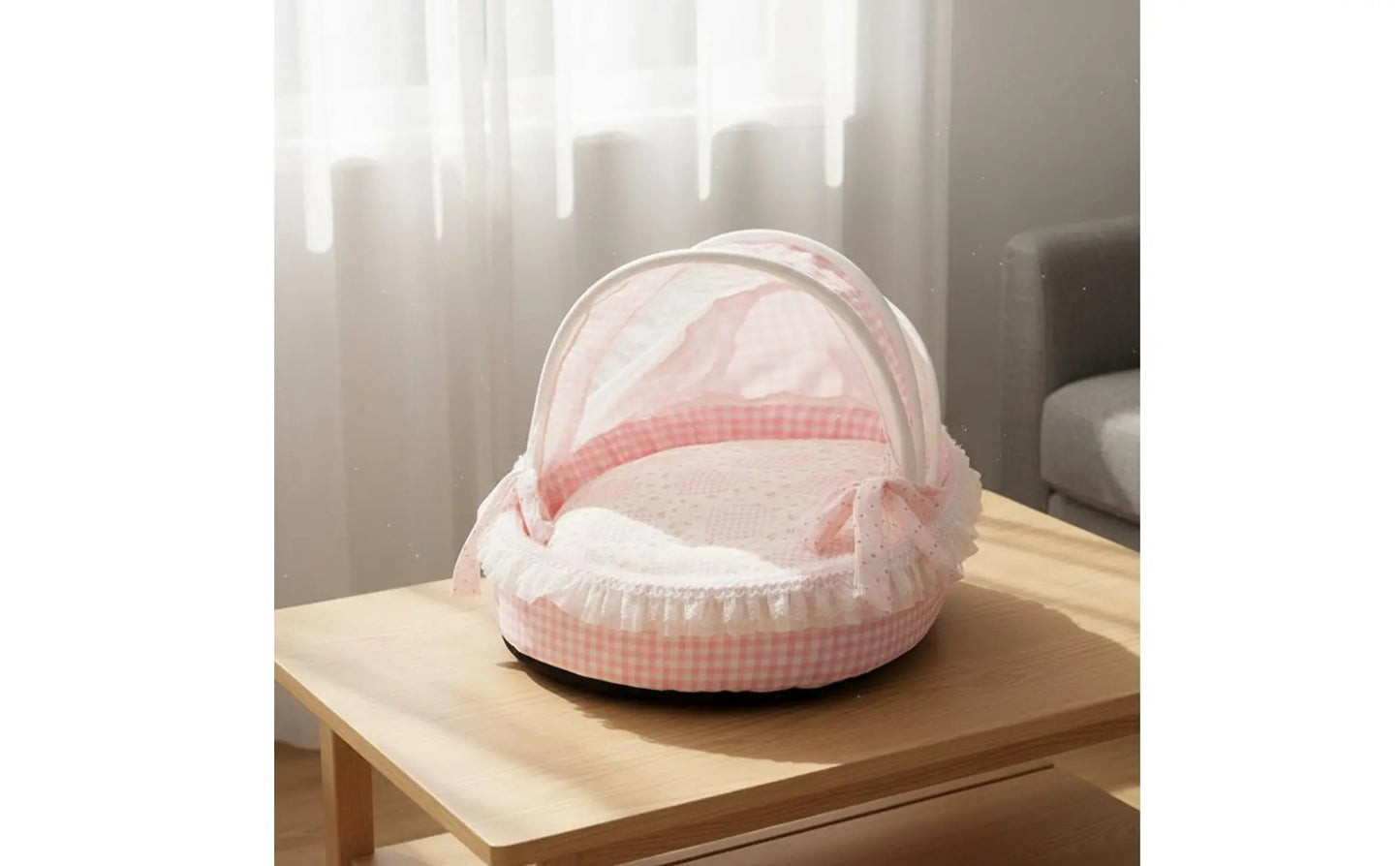 Princess Design Feline Bed Breathable Semi Enclosed Pet Bed Cradle Pet Nest Soft Lace Trim for Cats