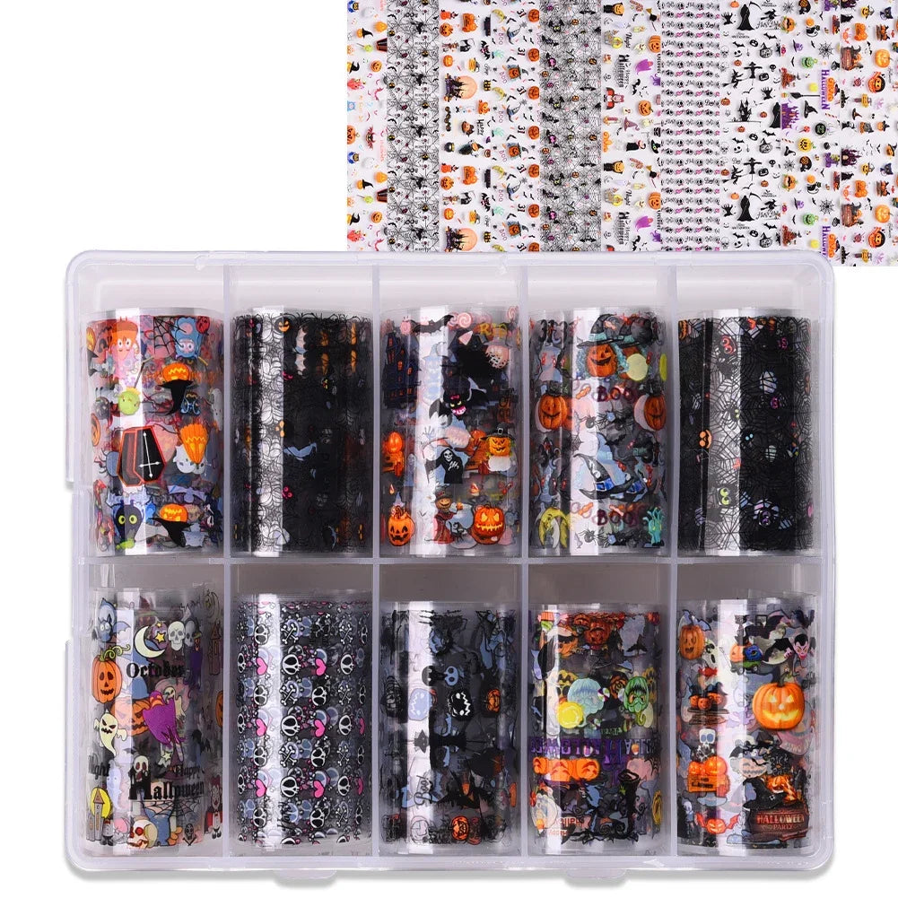 10 Patterns New Metal Nail Foils for Transfer Paper Stickers Floral Chameleon Nails Wraps DIY Water Marble Nail Art Decorations