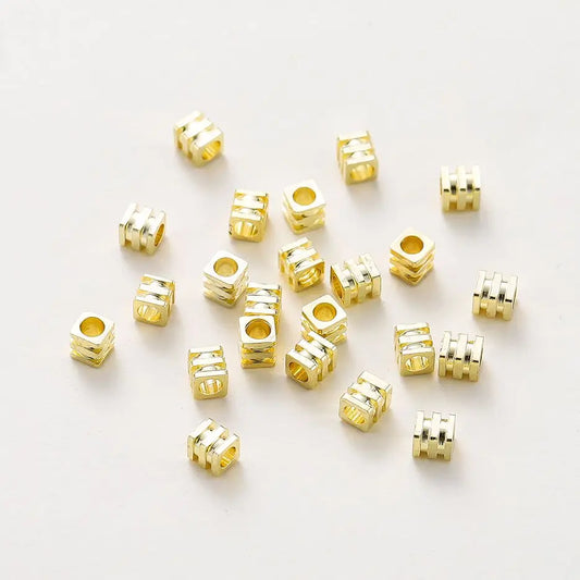 20pcs/lot 14K 18K Gold Square Loose SpacerBrass Beads Necklace Bracelet Beading Seeds For DIY Earing Charms Making Findinds