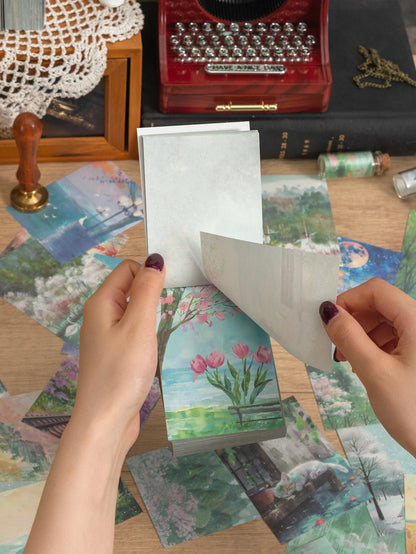 200 Sheets per Book of Different Themed Patterned Paper, with Floral and Landscape Designs, for DIY Diary, Scrapbook Decoration