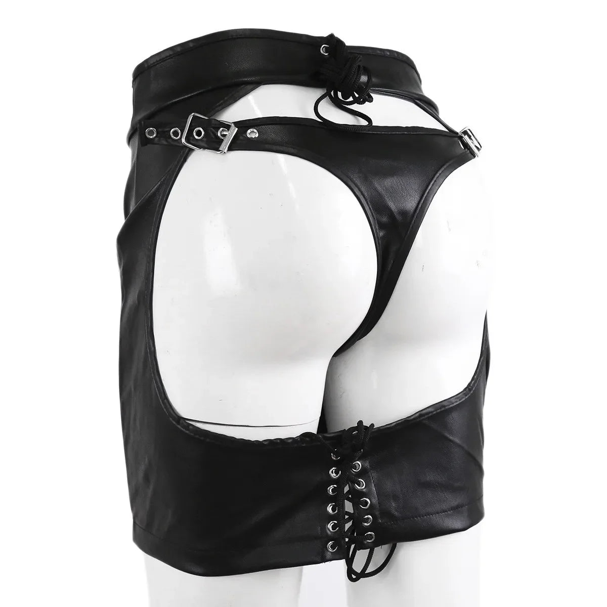 SM Products Adult Toys Black Leather Bondage Set Bdsm Sex Erotic Fetish Mini Dress Porn Skirt Adult Games  Exotic Accessories