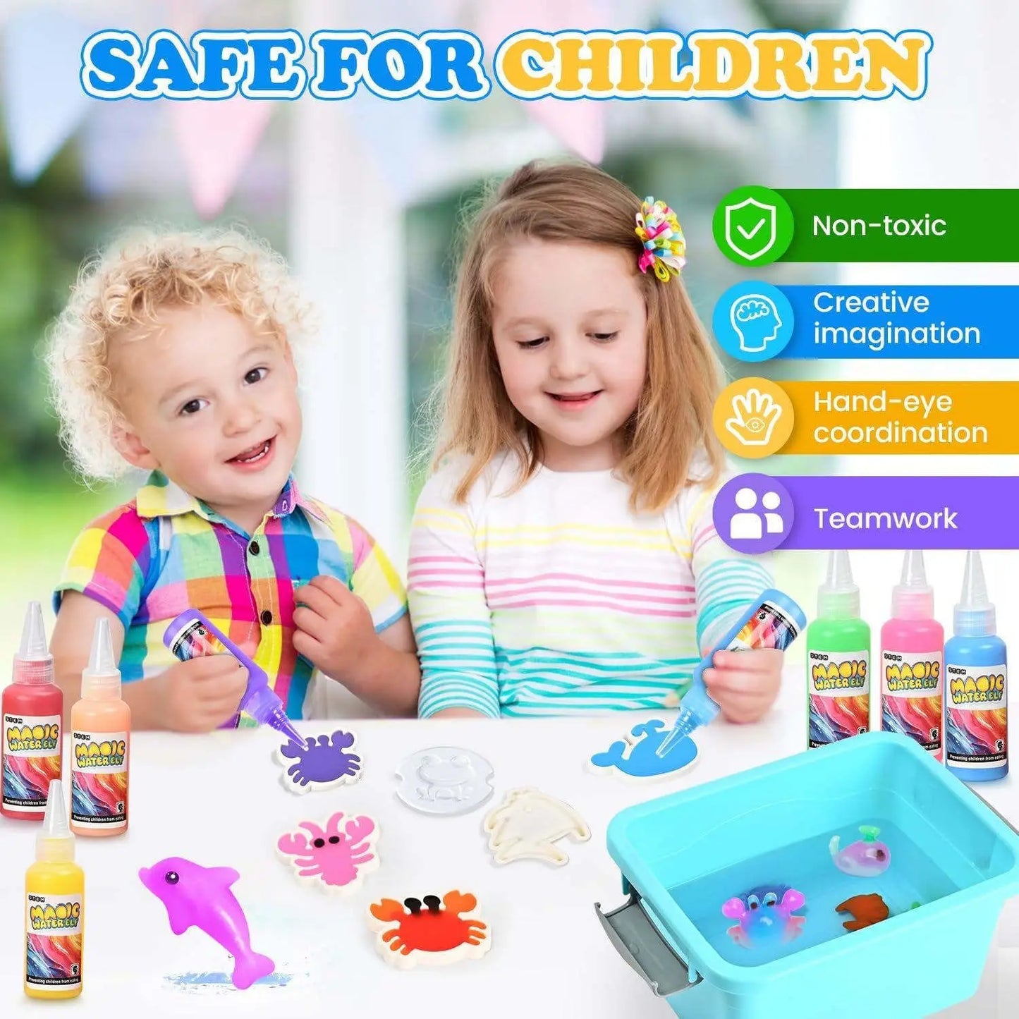 Magic Gel Water Beads Toy: 12-Pack DIY Fairy Garden Kit with Molds, STEM Sensory Squishy Toys, Creative Birthday Gift for Kids