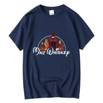 Summer Men T-shirt Cotton Blend Funny Malt Whiskey Print Summer Loose O-neck Cool T Shirt for Men Short Sleeve T-shirt Male Tee