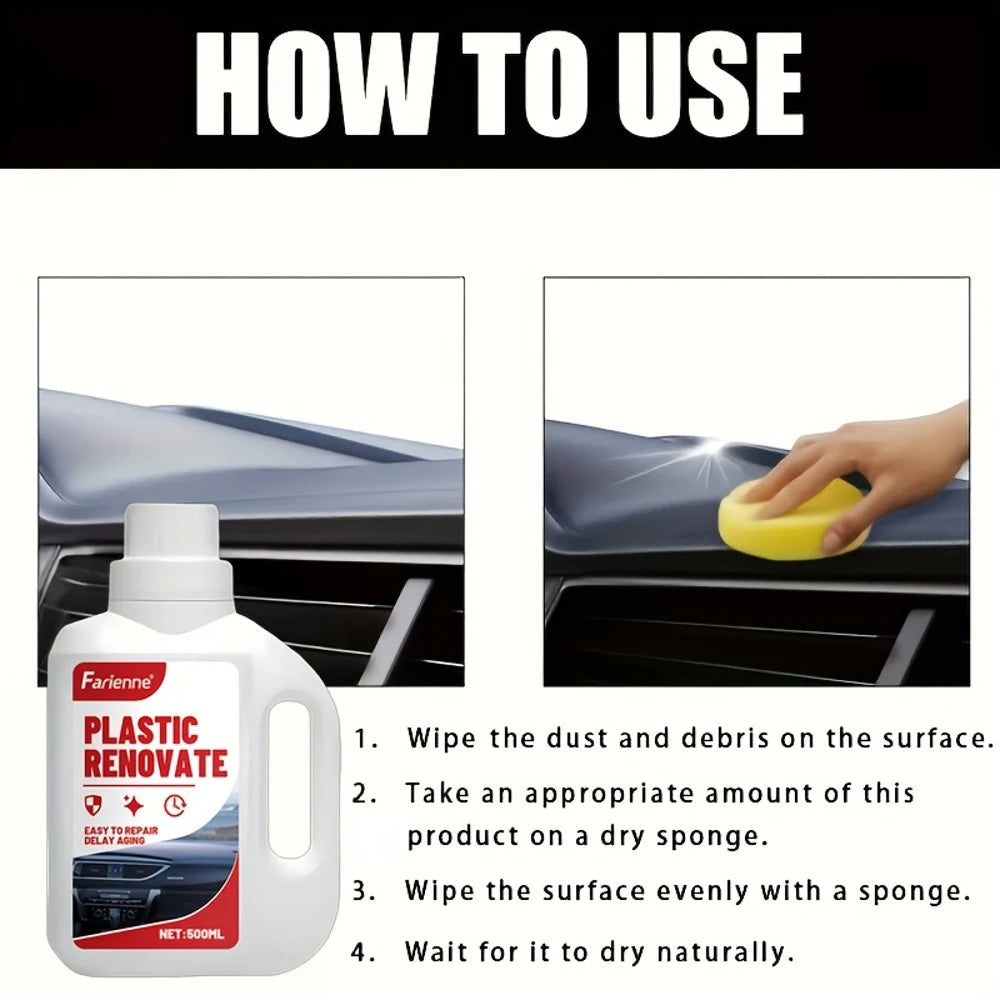 500ml Car Plastic Polishing Paste - Multi-Surface Polish for Leather, Plastic, Vinyl, Fabric - Fast-Drying, No Residue, for Car