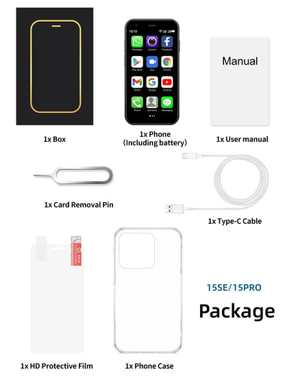 SERVO 15SE Mini Smartphone 3G WCDMA Android System WiFi Hotspot Play Store 3.0" Display Small Palm Smart Phones Dual SIM Standby
