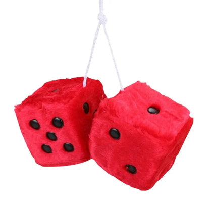2pcs Big Long Hair Hot Stamping Dot Dice Plush Toy Cube Pendant Car Ornament Sieve Anime Car Decoration Accessories Auto Pendant