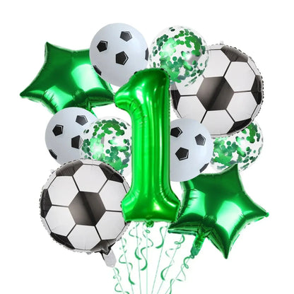 11 Pcs Football Theme Party Decoration balloon Set Birthday and Anniversary Number123456789 Green balloon for Champions Cup