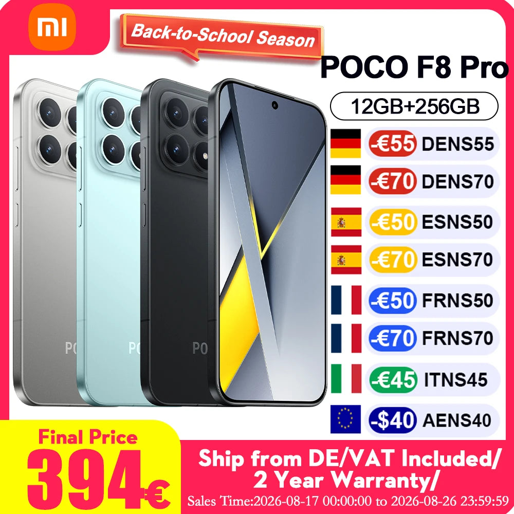Global Version POCO F8 Pro Massive 6,210 mAh (typical) Battery 6.59" 120Hz POCO HyperRGB AMOLED Display 50MP Triple Camera with OIS