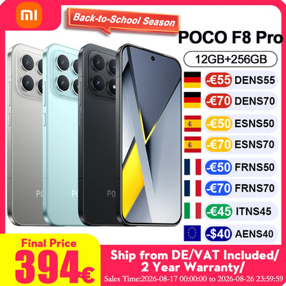Global Version POCO F8 Pro Massive 6,210 mAh (typical) Battery 6.59" 120Hz POCO HyperRGB AMOLED Display 50MP Triple Camera with OIS