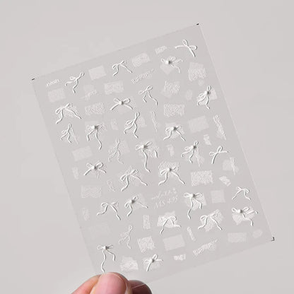 5D Black White Lace Atripe Nail Art Sticker High Quality Pearl Crystal Diamond Sticker Decorative For Nails DIY Manicure Design