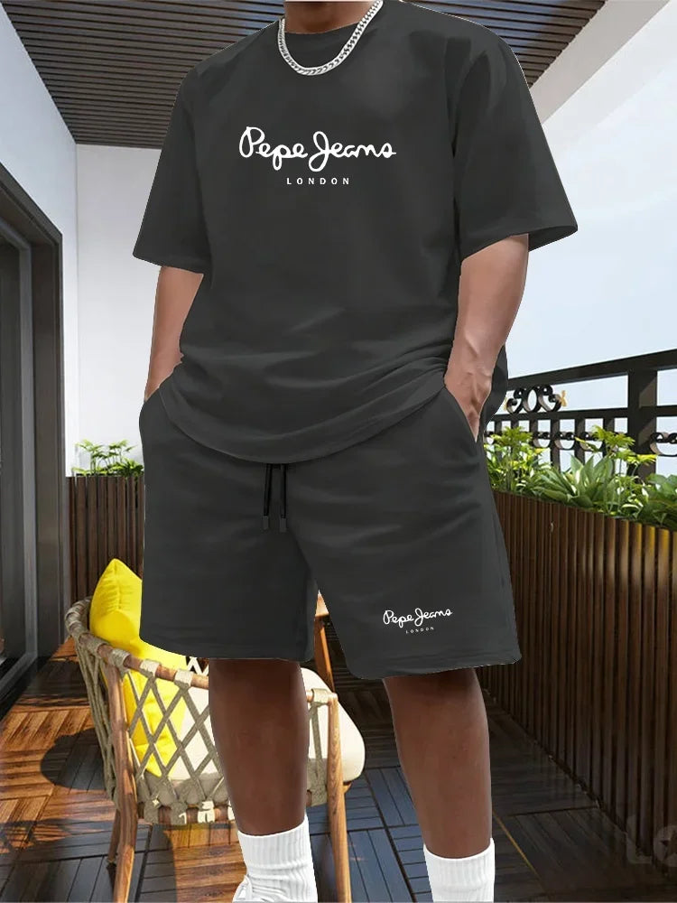 Men's Two-piece Sportswear Short Sleeved T-shirt and Pants Set Running and Fitness Sportswear 2026 Summer Big Discount