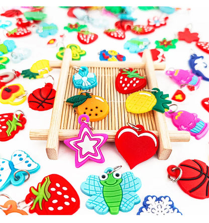 48pcs Pendants DIY Colorful Loom Rubber Band Bracelet Jewelry Making Beads Toy  Colorful Animal Flower Beads Random Style 2023