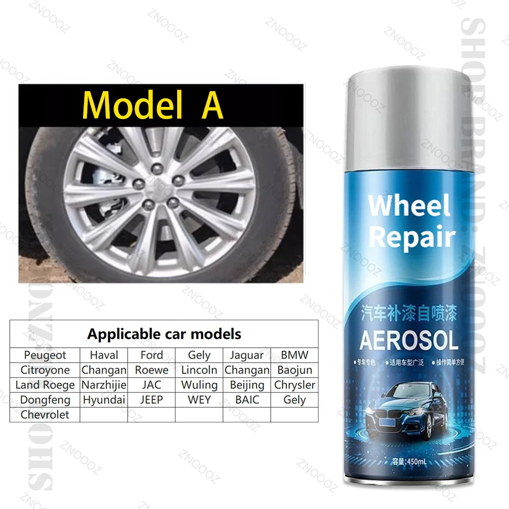 450ml Silver Series Alloy Automotive Wheel Repair Spray Paint - DIY Scratch Remover, Touch Up Paint Quick Matte Bright black