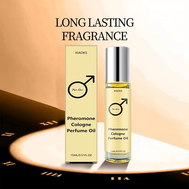 Men's Pheromone Cologne Essential Oil—Men's Cologne with Woody Fragrance, Long-Lasting Scent, Roll-On Design, Lightweight, Portable