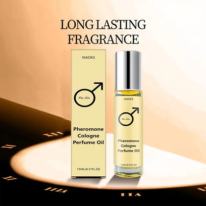 Men's Pheromone Cologne Essential Oil—Men's Cologne with Woody Fragrance, Long-Lasting Scent, Roll-On Design, Lightweight, Portable