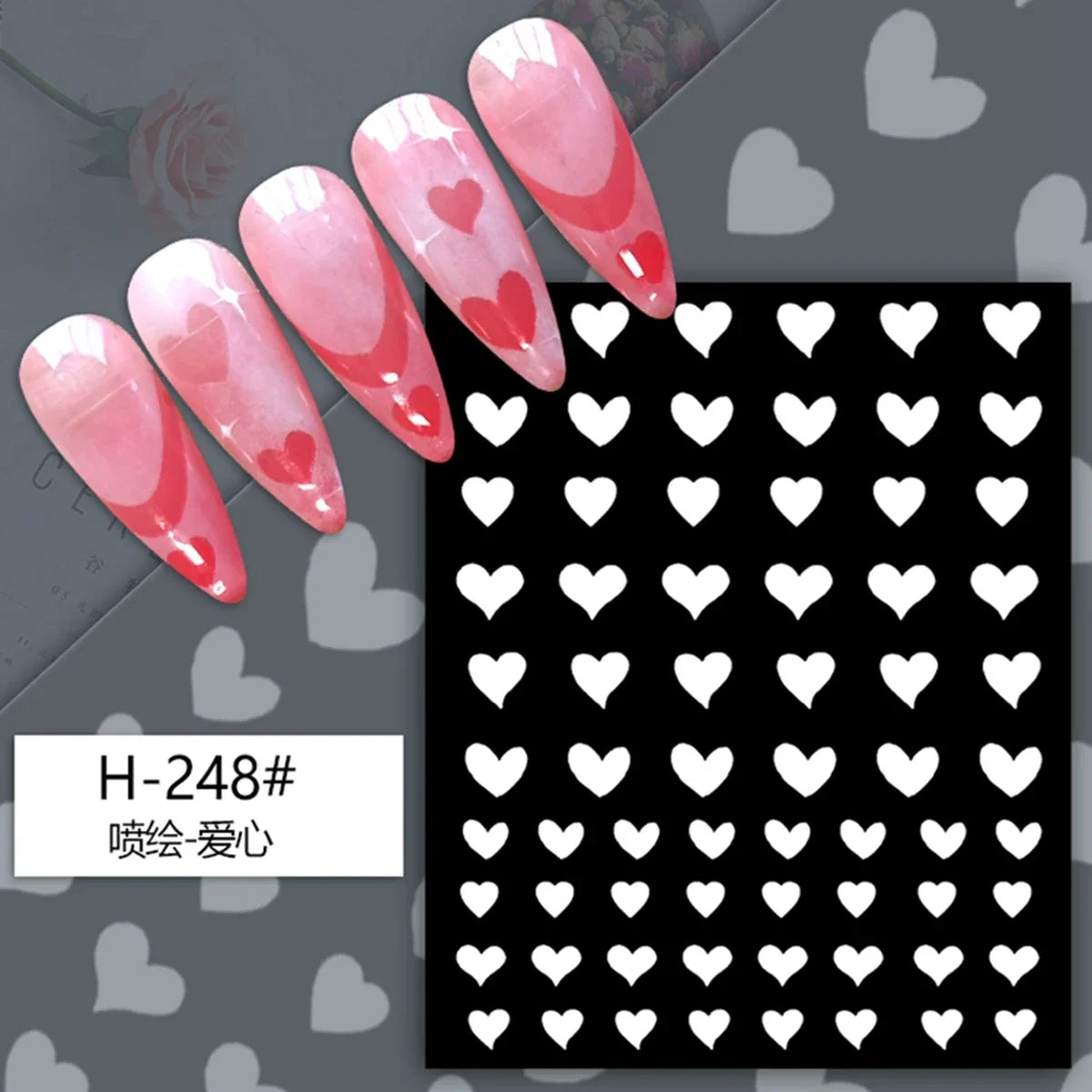 Hollow Nail Art Stickers Spray Painted Design Love Butterfly French Pattern Nail Accessories Decorative Decals