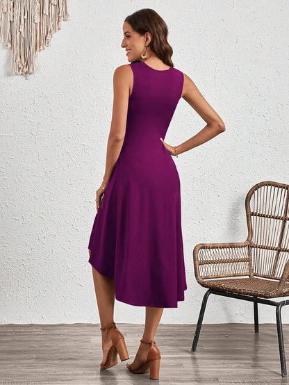 New Women's Dress Slim Sleeveless A-line Skirt Elegant Simple Office Red Korean Midi Skirt for Female