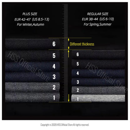 HSS 5/10 Pairs Men's Cotton Blend Socks Black Business Men Socks Soft Breathable Summer Winter for Male Socks Plus Size (6.5-14)