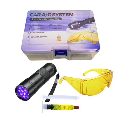 12 LED UV Flashlight Protective Glasses UV Dye Tool Set  Car  Air Conditioning A/C System Leak Test Detector Kit