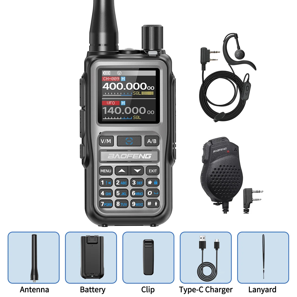 BAOFENG UV 5R Mini Walkie Talkie Dual PTT Bluetooth Programming Wireless Copy Frequency AM FM Long Range Small Size Ham Radio