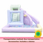 Pastel Macaron Inflatable Bouncer with Water Slide and Ball Pit PVC Wet Dry Bouncy Castle with Basketball Hoop for Kids Party