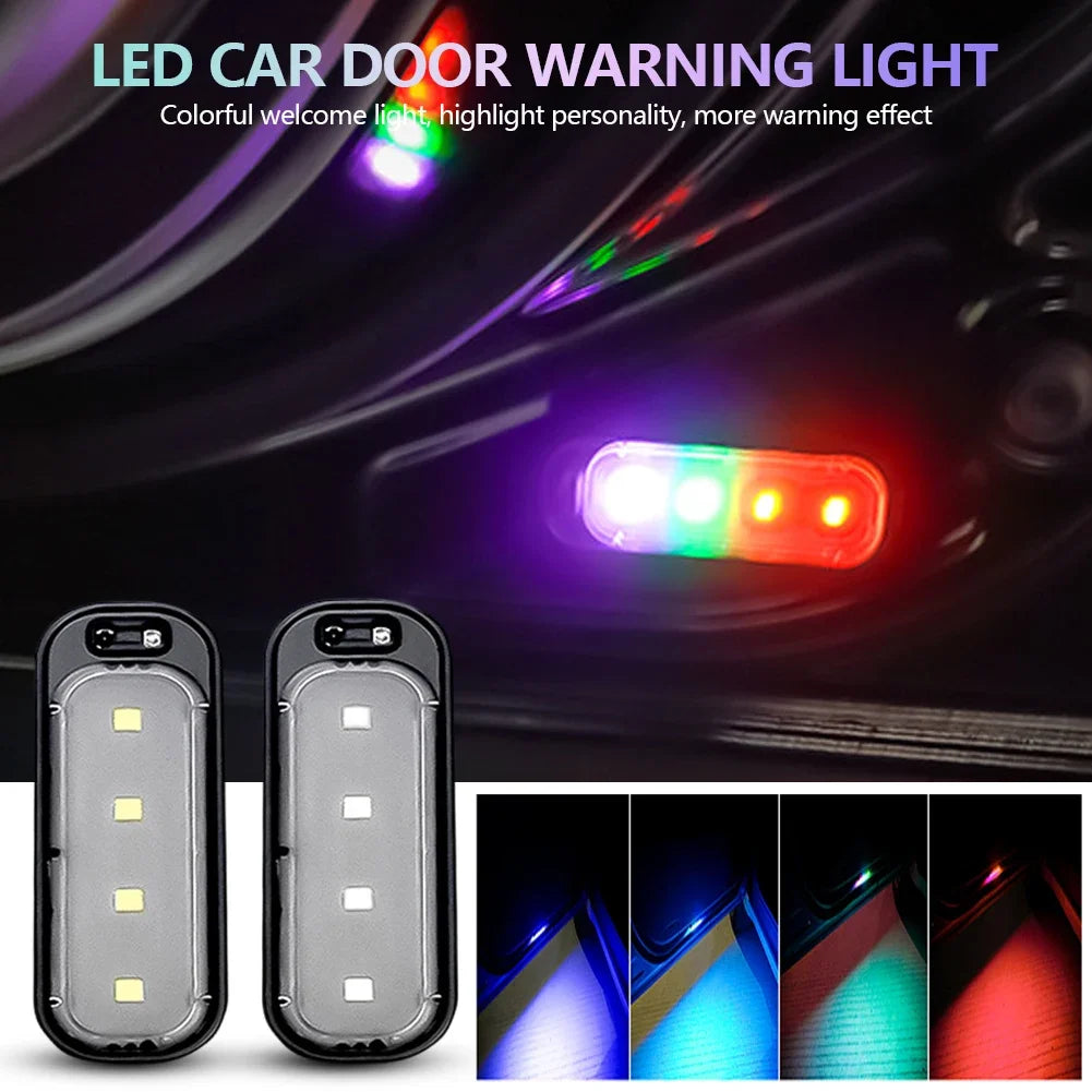 Wireless RGB Car Door Welcome Light Auto LED Decoration Ambient Lamps USB Charging Door Light Safety Anti-collision Signal Lamp