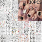 30pcs/set 3D Cartoon Cat Nail Art Stickers Black Graffiti Animal Bow Star Heart Nail Decals Kawaii Self-adhesive Manicure Slider