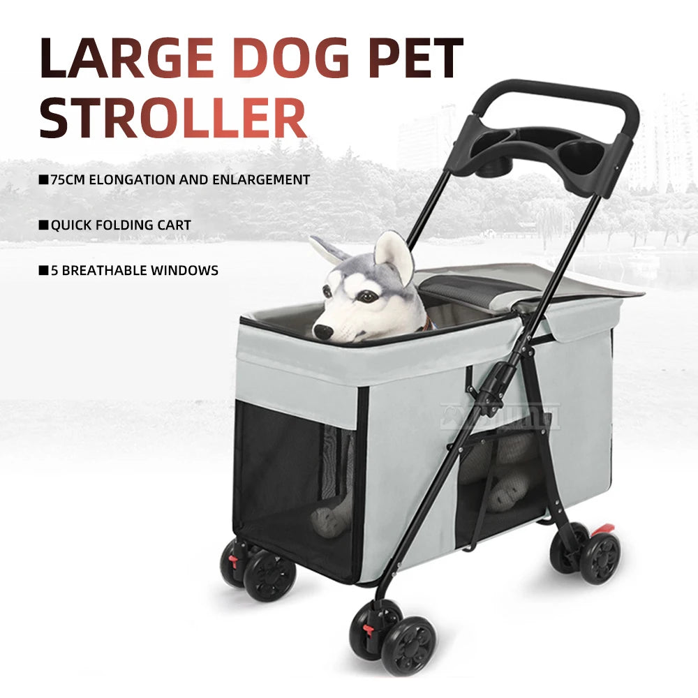 Foldable Outdoor pet travel cart Portable Pet strollers for medium and large dogs cats