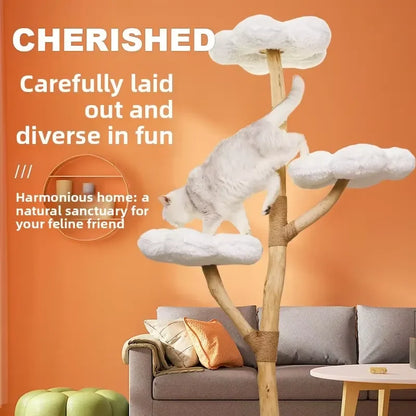 for Cloud Cat Climbing Frame Large Cat Tree Jumping Platform All-in-one Light-luxury Solid Wood Cat Shelf Nest