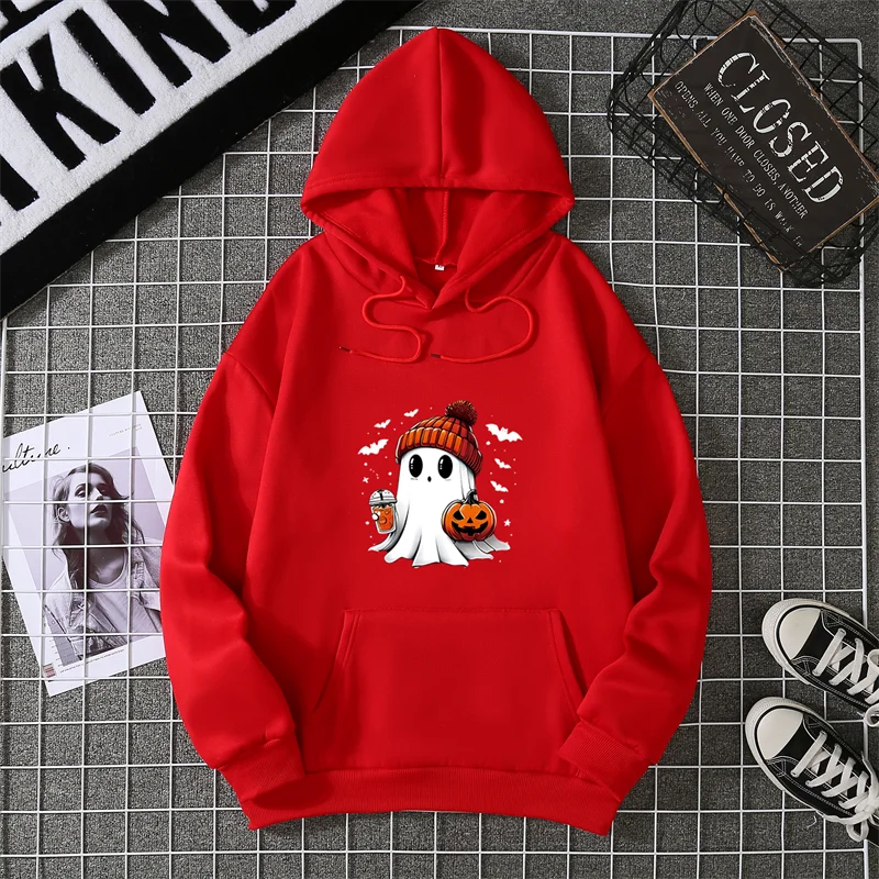 Women's Fashion Tops Casual O-neck Halloween Print Long Sleeve Loose Pullover Shirts, Creative Halloween Theme Printed Hoodie