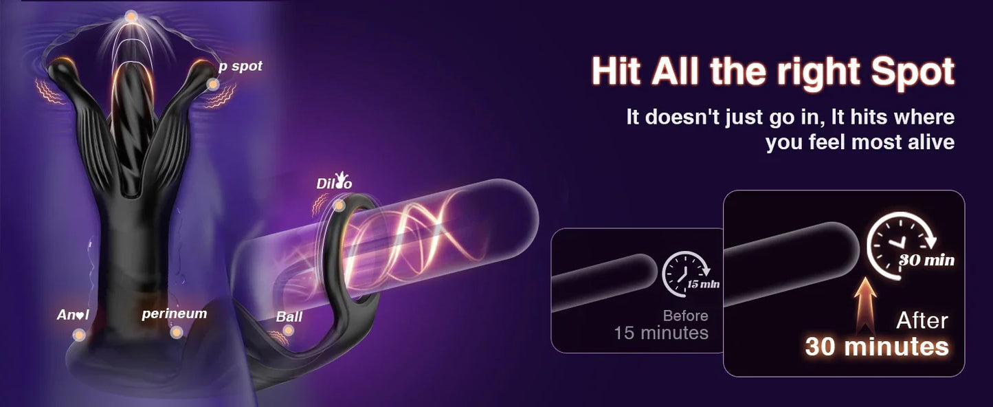 Prostate Massager Anal Plug with 9 Tension Shock Flapping Thrusting Vibrating Butt Plug APP Control Male Vibrator Adult Sex Toys