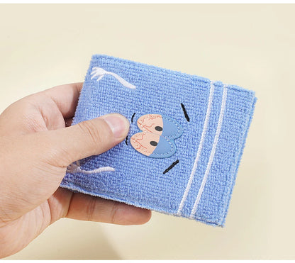 Plush Cartoon Wallet for Women Soft Fuzzy Surface PU Leather Coin Purse with Zip Closure Cute Casual Gift for Girls