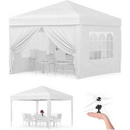 Garvee Heavy Duty 3x3m Folding Gazebo with 4 Sidewalls – Waterproof Outdoor Canopy Tent, UPF 50+ UV Protection – Adjustable Height, Easy Setup, Wheeled Carry Bag, Stakes, Ropes, Sandbags – Garden