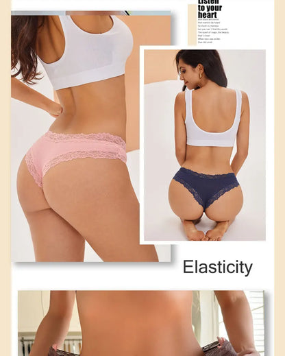 3PCS/Set Women Sexy Lace Panties Cotton Seamless Brazilian Panties Female Sexy Low Rise Soft Underwear G-String Lingerie S-XL