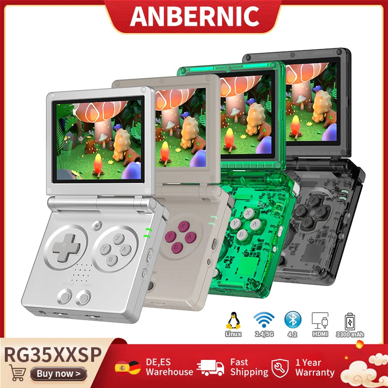 Anbernic RG35XXSP Flip Handheld Game Console 3.5'' IPS Screen Linux 64-bit 3300mAH E-book Support WiFi Streaming HD TV Out Gifts