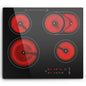 2-Zone Ceramic Hob, 3000W with Child Lock, 9 Heat Levels, 1-99min Timer, Black (CE Certified)