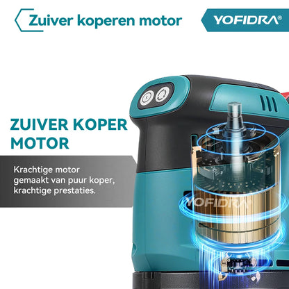 YOFIDRA Electric Orbital Sander 125MM Cordless Grinding Sanding Polishing Machine Woodworking Power Tool For Makita Battery Pin
