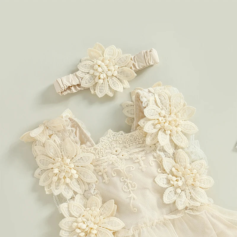 Baby Girl Summer Clothes Lace Romper Skirt Dress Princess Outfits Sleeveless Flower Newborn Outfit